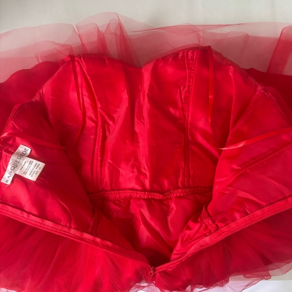 Masquerade Red Tulle Strapless Sweetheart Mini Party Dress Women’s Size 7/8 - Picture 9 of 14